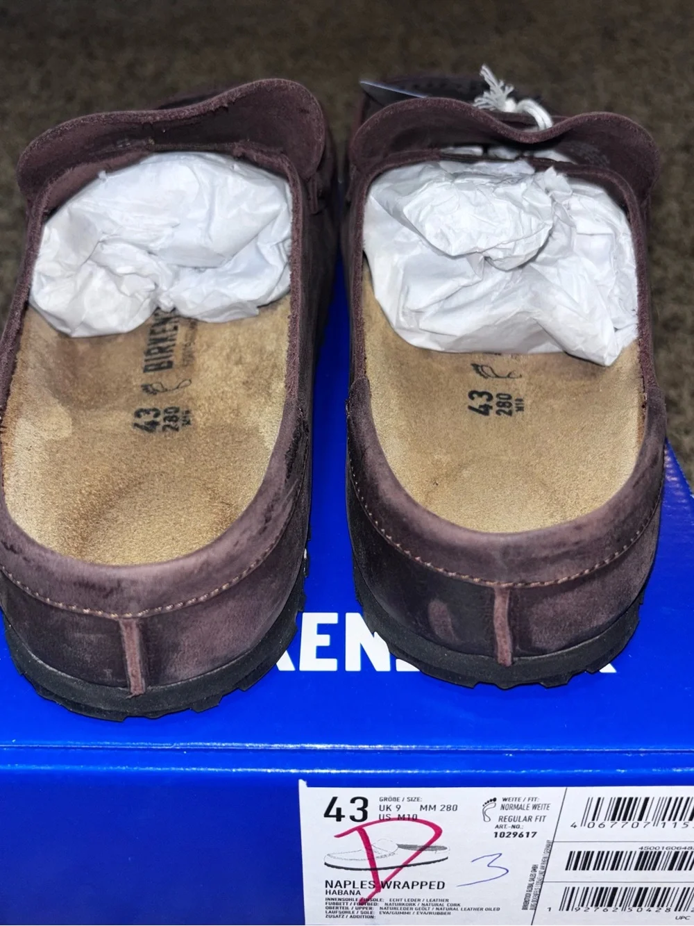 Birkenstock Naples Wrapped Oiled Leather Clogs Men's US 10 EU 43 Habana